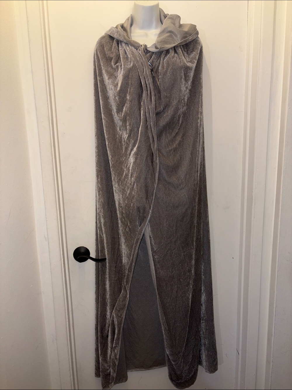 Women's Velvet Hooded Maxi cape- Gray L new